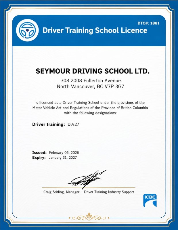 Seymour Driving School Certified Driving School BC